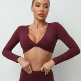 Zingj Nude Yoga Long Sleeve Women Fitness Clothing Sports Yoga Long Sleeve T-Shirt Sports Fitness Jacket Women-Outfit
