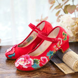 Zingj Heel Single Shoes Spring And Summer New Thick Heel Women's Shoes Cheongsam Embroidered Shoes Mary Jane Retro National Style High Heel National Style