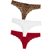 3Pcs Sexy G String & Thongs Women's Set Panties Solid Female Underwear Mid-Rise Silky Ladies Briefs Comfort Seamless