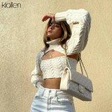 Autumn Long Sleeve Turtleneck Camisole and Pullover Two Piece Sweater For Women Solid Slim Stretch Wild Basic