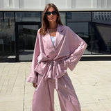 Minimalist Loose Suit Suit Women's Waist Design Loose Bun Shape Low Saturation Color Pressure-Free