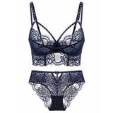 Top Classic Bandage Bra Set Lingerie Push Up Brassiere Lace Underwear Set Sexy Embroidery Panties For Women