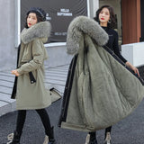 Winter Jacket Women Thick Parkas Long Fur Liner Hooded Winter Coat Women Cotton Padded Jacket Gilrs Jaqueta