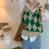 Zingj New Autumn And Winter Ling Case Fashion Knitting Women's Vest Literature And Art Minority Wear Collision Color Horse Clip Vest Female-Outfit