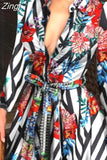 Women Printed Long Sleeve Dress Casual Bandage Mini A-line Dresses Sexy Party Summer Feminias Vestidos Women