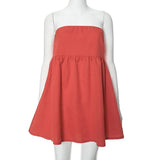 Solid Tube Bandeau Mini Dress-Outfit