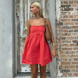 Solid Tube Bandeau Mini Dress-Outfit