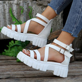 Wind Hollow Thick-Soled Sandals Women's Large Size Women's Shoes Pine Cake With Beach Cool