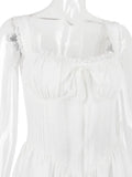 White Corset Lace Flare Mini Dress-Outfit