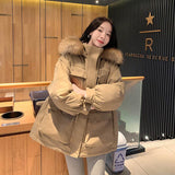 New Thick Loose Parkas Women Winter Puffer Jacket Fashion Fur Hooded Coats Women Military Style Cotton Padded