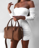 Women Autumn Winter Bandage Dress Women 2020 Sexy Off Shoulder Long Sleeve Slim Elastic Bodycon Party Dresses