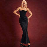 Satin Corset Maxi Dress-Outfit