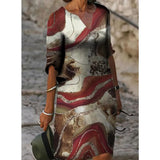 Summer Y2K Vintage V Neck Sundress Women Butterfly Print Midi Dresses Half Sleeve Casual Robe Beach Party Vestido De