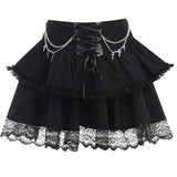 Summer New Halloween Party Fashion Build Chain Cross Double Gothic Half Skirt