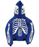 Women Skeleton Print Hoodies Long Sleeve O Neck Loose Pullovers Female Tops Retro Zip Hoodie Sweatshirt