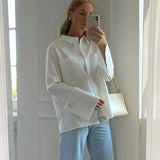 Zingj Spring 2023 Long-Sleeved Double Pocket Shirt Fashion Design Sense Niche White Shirt Top-Outfit