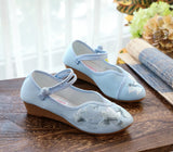 Zingj Not Include Shoe Box Pointed Shoes Single Shoes Spring And Summer Beef Tendon Bottom Lady Shoes Plate Buckle Embroidered Cloth Shoes With Cheongsam Women's