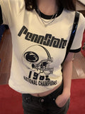 Grunge Graphic T Shirts Women Short Sleeve Streetwear Crop Tops Y2k Vintage T-shirt For Summer Tee Shirt Femme