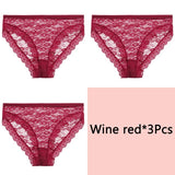 3PCS/Set Perspective Women Lace Panties Female Underpants Sexy Panties For Women Briefs Plus Size Pantys