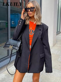 Blazer Woman Coats Female Winter Fashion Jacket Khaki Black Blazers Vintage Casual Chic Tops Long Sleeve Outerwear