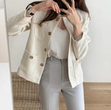 Winter Tweed Coat 2020 Fashion Women's Long SleeveJacket Vintage Cardigan