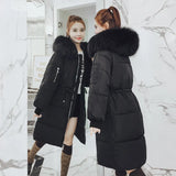 2024 Winter New Cotton-Padded Clothes Female Leisure Long Money Collect Waist Thick Down Cotton Clothes Over The Knee Korean Set Female-Outfit