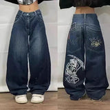 Loose Jeans Men's Vintage Print Hip Hop Gothic Street Wear Harajuku Men's Slacks-Outfit
