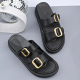 Summer New One-Legged Retro-Soled Sandals Belt Buckle Fashion Bhikeen
