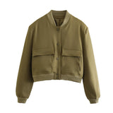 Zingj Spring And Autumn New Standing Collar Large Pocket Women's Jacket Jacket Female-Outfit