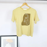 Abstract T-shirts Character Printing Women Tops Solid Color Summer white Cotton Tops Tees harajuku
