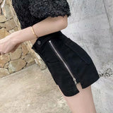 Summer Women Denim Shorts High Waist Jeans Fur-Lined Button Pockets Shorts Slim Fashion Zipper Wide Leg