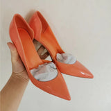 Jelly Orange Shoes Women Sexy Extremely High Heels Pointed Toe Slip On Stiletto Chic Pumps Ladies Party Wedding