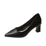 High Heels Women 2025 Spring And Autumn New Korean Version Fashion Shallow Thick Heel A High Heel Single