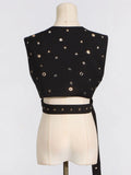 Trend Wind Sleeveless Jacket 2025 Summer New Personality Handmade Rivets Splicing Design Sense Vest