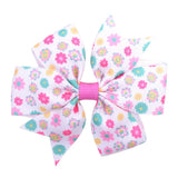 Printed Flower Hair Bows With Clip For Baby Girls Grosgrain Ribbon Boutique Hair Clip Barrettes Hair Accessories