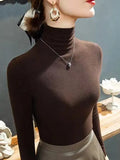 Zingj Skin High Collar German Velvet Bottom Shirt Women's New Autumn Add Velvet Add Thick Slim Inside With Pile Collar