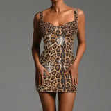 Leopard Print Sequined Mini Dress- Outfit