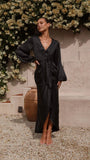 Zingj Summer Sexy Big V-Neck Waist Waist Lace With Satin Lantern Sleeve
