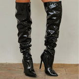 Autumn And Winter Fashionable High-Heeled Boots, High-Legged Women's Boots, Folding And Stacking Knee