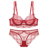 New Plus Size Bra Set Push Up Bras and Panty Set Embroidery Underwire Lingerie Set Ultrathin Underwear Set Sexy Lace