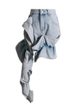 Zingj Spring New Fashion Temperament Splicing Flounce Pressure Pleated Design Sense High Waist Show Thin Skirt A Word