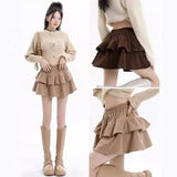 Wicked Half-Dress Women's Autumn And Winter New Small Cake Skirt Anti-Bung Pong Skirt A Short