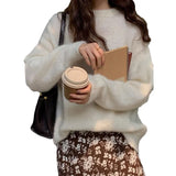 New Ultra-Soft Special Grade Sheep Velvet Korean Version Of Loose Thin Solid Color Base Round Collar Knitted