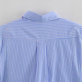 2025 New Pocket Decorated With Blue Striped Short-Sleeved Shirt For