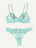 Floral Embroidery Transparent Lace 2 Piece Set-Outfit