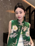 Chinese Style Retro Tang Dynasty Vest Women's 2024 Xia Xin Zen Plate Buckle Collar Sleeveless Vest Clip