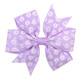 Printed Flower Hair Bows With Clip For Baby Girls Grosgrain Ribbon Boutique Hair Clip Barrettes Hair Accessories
