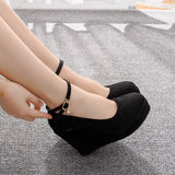 And South Korea Waterproof Table Slope Heel Single Shoe Buckle With Mary Janepo Single Shoes Spring And Autumn Single Shoes Women's Thick-Soled
