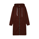 Casual Women Long Hoodies Sweatshirt Coat Zip Up Outerwears Hooded Jacket for Female Work Wear Plus Size S-5XL