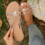 Zingj Slippers Female 2024 Summer Rhinestones Wear Casual One-Line Simple Fashion Large Size